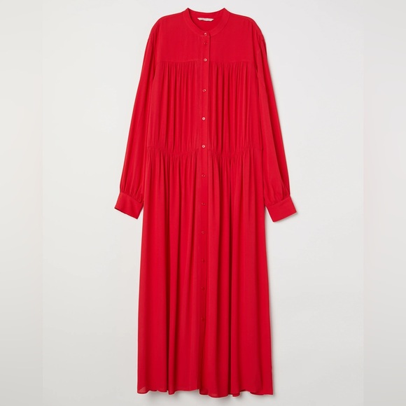 H&M Dresses & Skirts - H&M Red Maxi Shirt Dress – Size 2